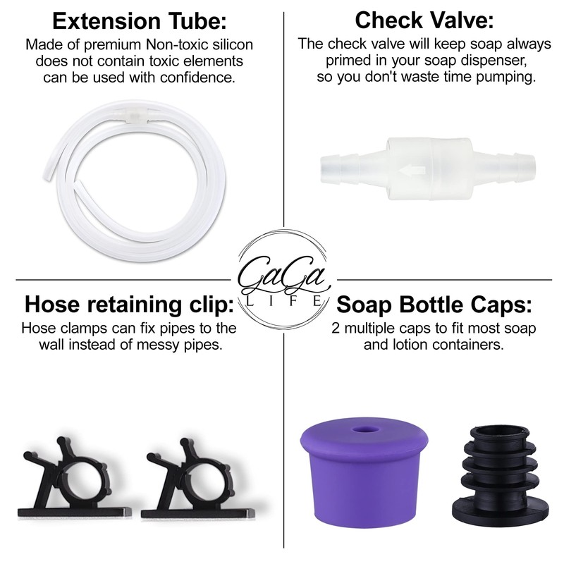 GAGALIFE Sink Soap Dispenser Extension Tube Kit, 47" Food-Grade Silicon