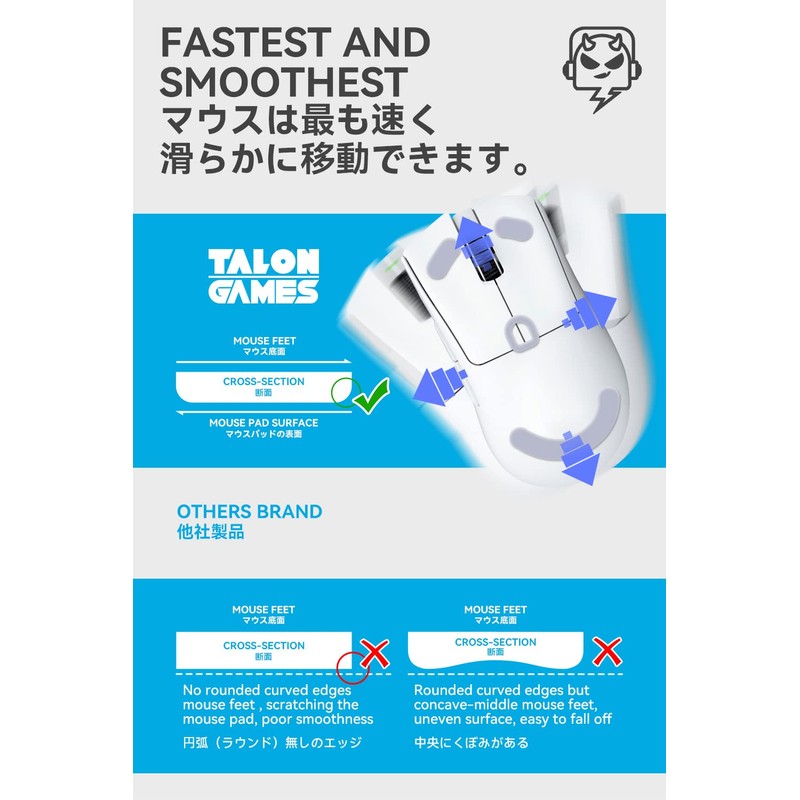 TALONGAMES Razer Deathadder V3 Pro Replacement 2 Set Premium Glide