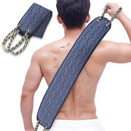Exfoliating Back Scrubber for Shower,98CM Double-Sided Bath Scrubber with Handles, Deep Cleaning Body Washcloth for Men & Women, Long Handle Exfoliator for Smooth Skin, soft & durable (Grey)