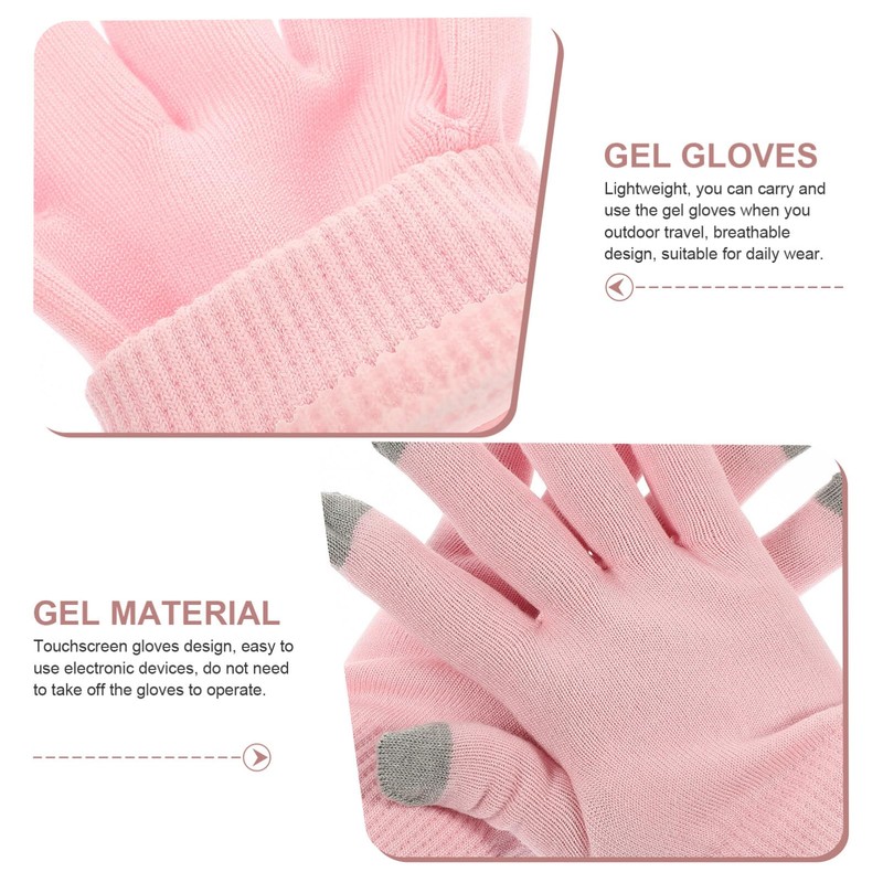 Beavorty 1 Pair Gel Pink Gloves Moisturizing Gloves for Hand