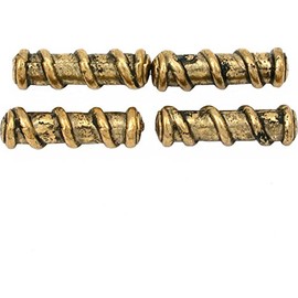 15g Bali Spiral Tube Beads Antique Gold Plated 22.5mm