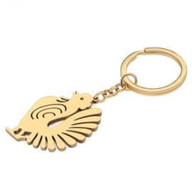 YINYA Stainless Steel Rooster Chicken Keychain 18k Gold Farm Animals Jewelry Gifts for Women Girls Wallet Keyring Accessories (Gold Plated A)