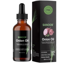 SANOOR Aceite De Cebolla Roja Del Himalaya  100 Puro (60 Ml)  Prensado En Frío, Estimula El Crecimiento Del Cabello, Fortalece Los Folículos Y Trata  