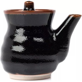 JapanBargain Black Porcelain Soy Sauce Dispenser Pottery Shoyu 8oz Made in Japan S-2734