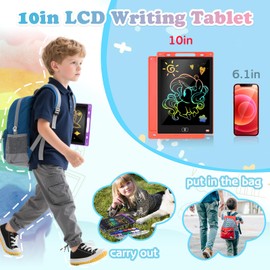 KTEBO® 2 Pack 10 in LCD Writing Tablet for Kids - Erasable Drawing Board, Educational Toddler Toys, Preschool Learning Activities (Purple & Red)
