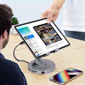 USB C Hub for, 10 in 1 Docking Station with Foldable Tablet Stand, 100W PD Charging, 2*USBA Type C Ports, 4K HDMl, RJ45, SD & MicroSD Card Slots, 3.5mm Jack, for Steam Deck