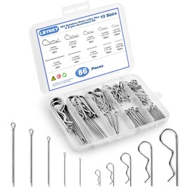 LBYNKY 86 PCS Cotter Pin Assortment Kit, 10 Sizes Stainless Steel Cotter Pins & R Clips, Heavy Duty Pin Clips, Lock Pins for Hitch Pin Lock Systems, Lawn Mowers, Tractor