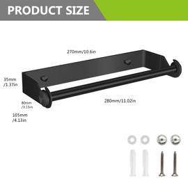 Meyagot Kitchen Roll Holder, Kitchen Roll Holder, Wall Mounted, Paper Roll Holder, Stainless Steel Kitchen Roll Holder for Kitchen Cupboard, Bathroom (Black, 27 cm)