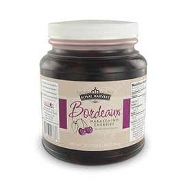 Royal Harvest Maraschino Northwest Noire Cherries with Stem, 72 Ounce | Made with Natural Ingredients | Non-GMO | Premium Dark Cherries