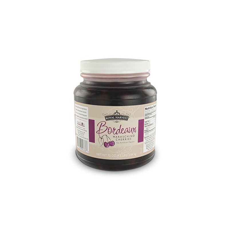 Royal Harvest Maraschino Northwest Noire Cherries with Stem, 72 Ounce