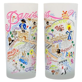 catstudio Paris Drinking Glass | Geography Inspired Artwork Printed on a Frosted Cup