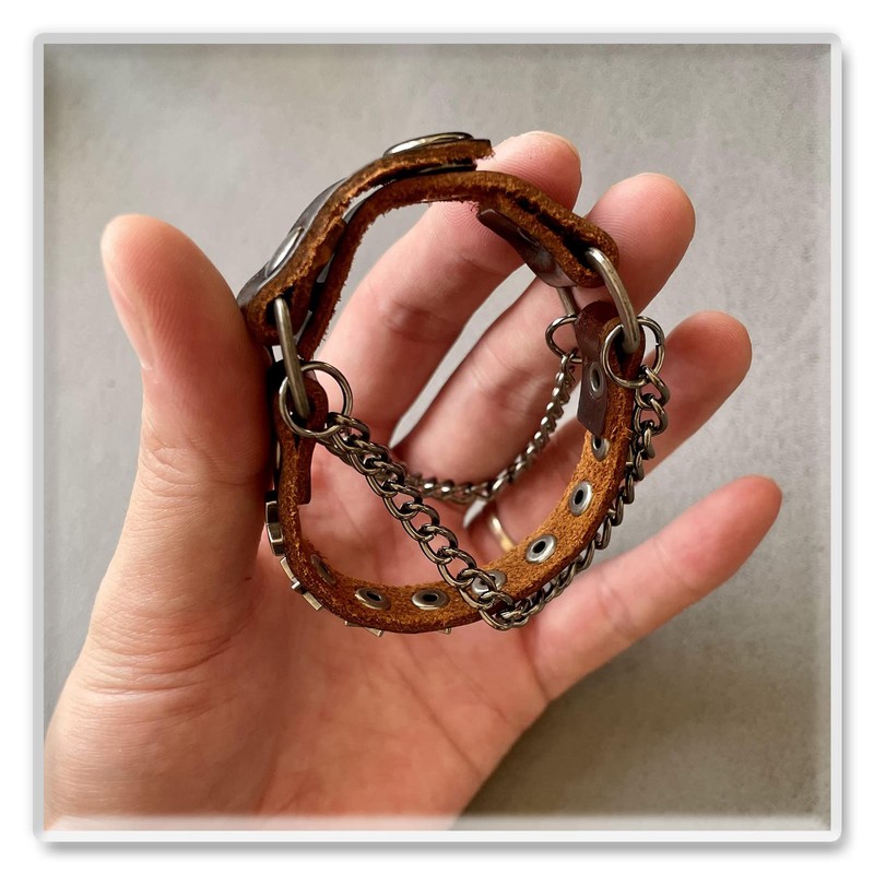 Xusamss Hip Hop Rivet Chain Leather Bracelet Alloy Star Cuff