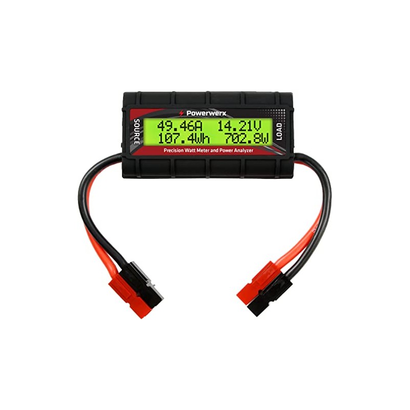 Powerwerx Watt Meter-PP, DC Inline Power Analyzer, 45A Continuous, 12