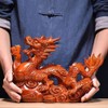 Baluue Creative Chinese Dragon Ornament Wooden Dragon Statue Decor for