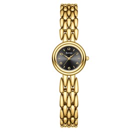 Rovixs Ladies Vintage Small Women’s Watch,Petite Design with Waterproof Case and Adjustable Band,Great for Daily Wear & Occasions (Gold-Black)