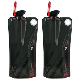 JINGTOPS Pack of 2 Foldable Drinking Bottles, 1 Litre, Festival Accessories, Foldable Drinking Bottle with Carabiner, BPA-Free, Drinking Bag, Festival, Foldable Water Bottle, Hiking Accessories