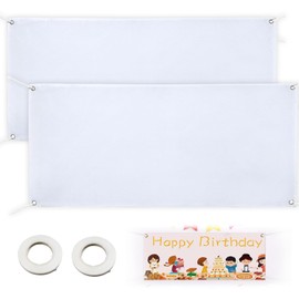 2Pcs Blank White Flags DIY 60x120cm Banners Pennant Double Stitched Vivid Color Plain Flags Polyester Decoration for Garden Room Game Parade Sport Events Festival Party
