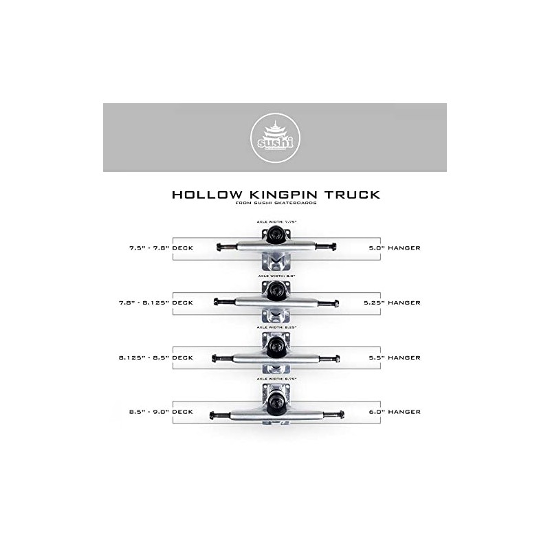 Sushi Hollow Kingpin Trucks for Skateboard Black
