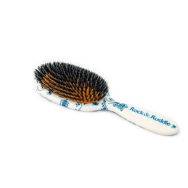 Rock & Ruddle Natural Mixed Boar Bristle Hair Brush for Women and Kids (Large, 21cm) - Perfect for Wet or Dry Hair, Detangling Smoothing Blowdrying - Designed & Made in UK - Pretty Blue