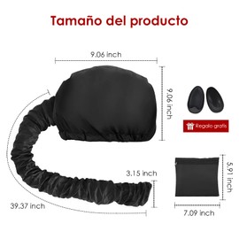 Accesorio Secador de Pelo con Capucha, Gorro para Secador de Pelo, Portátil y Seguro, se Usa con Secador de Pelo, Adecuado para Usar Mascarilla Capilar y Secar el Pelo, Accesorio Manos Libres, Negro