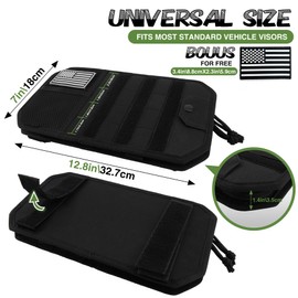 Car Sun Visor Organizer, Tactical Molle Panel Visor Storage Organizer with Sunglasses Holder for Police Gear & Overland Accessories, Universal Fit for Trucks, SUVs, Jeeps & Patrols, Black