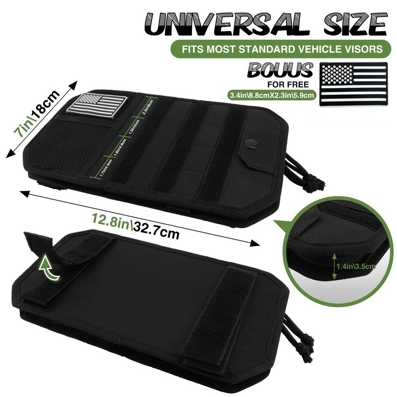 Car Sun Visor Organizer, Tactical Molle Panel Visor Storage Organizer