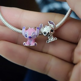 MSPOVOF Alien Dog Charm 2 Piece/set Charms,S925 Sterling Silver Charms,Bead for Bracelets and Necklaces,For Family Birthday Women Jewelry Present