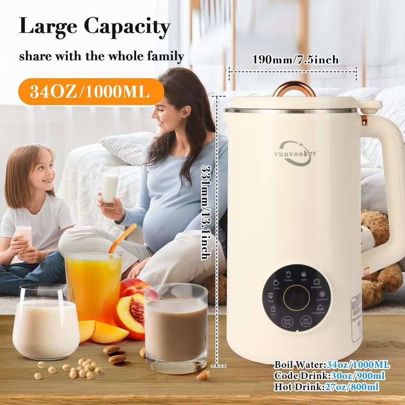VUNVOOKER 8 in 1 Multi Functional Nut Milk Maker Machine,