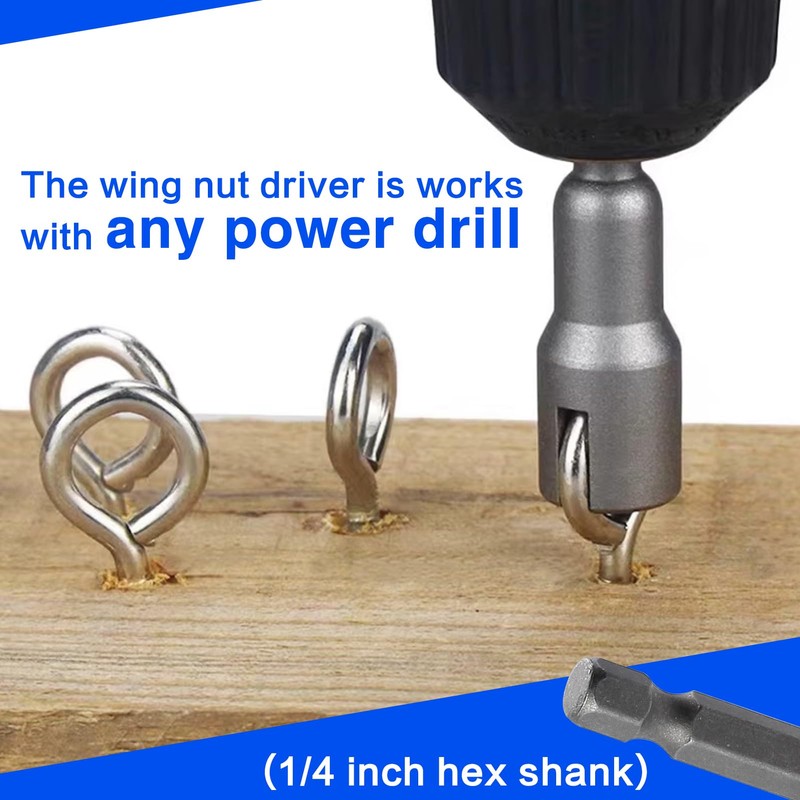 SPEEDWOX 2PCS Power Wing Nut Driver Set 1/4 Inch Hex