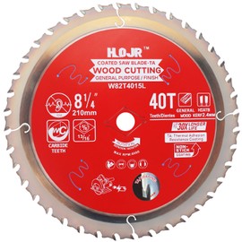 HOJR 6-1/2" to 12" Tungsten Carbide, 8-1/4" 40-Tooth Circular Saw Blade, Finishing/General Purpose Wood Cutting Blade, Arbor: 5/8", Special Anti-Stick Coating on Cutting Tip - TA, 8-1/4" 40T TA