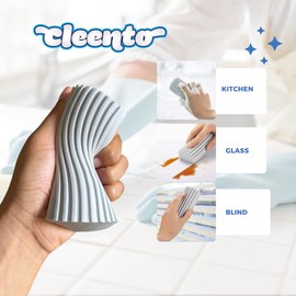 Cleento Damp Duster Cleaning Sponge, Multi-Surface Dust Cleaner Magic Eraser for Blinds, Hair, Glass, Mirrors, Car, Baseboards & Window Grooves - All Purpose, Reuseable Household Supplies (2 Pack)