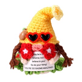 TOYMIS Positive Gnome, Hawaiian Gnome Crochet Summer Decor Emotional Doll Support Crochet with Uplifting Message Card for Funny Cute Summer Party Favor Home Office Decor