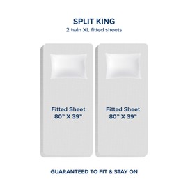 Bare Home Split King Sheet Set - 22" Deep Pockets - Luxury 1800 Ultra-Soft Microfiber Bed Sheets - Double Brushed - Easy Fit - 5 Piece Set - Bedding Sheets & Pillowcases (Split King, Dark Blue)