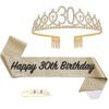 POPOYU 30th Birthday Crown and Sash, Crown 30th Birthday Women,