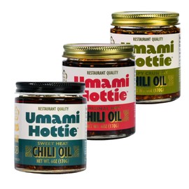 Umami Hottie Trio - Japanese Chili Oil Combo Pack | Chunky, Crispy & Original Flavors | Vegan, Gluten-Free, Hot Chilli Oil for Noodles, Ramen, Dumplings & More | Flavor Bomb 3-Pack (6 oz Each)