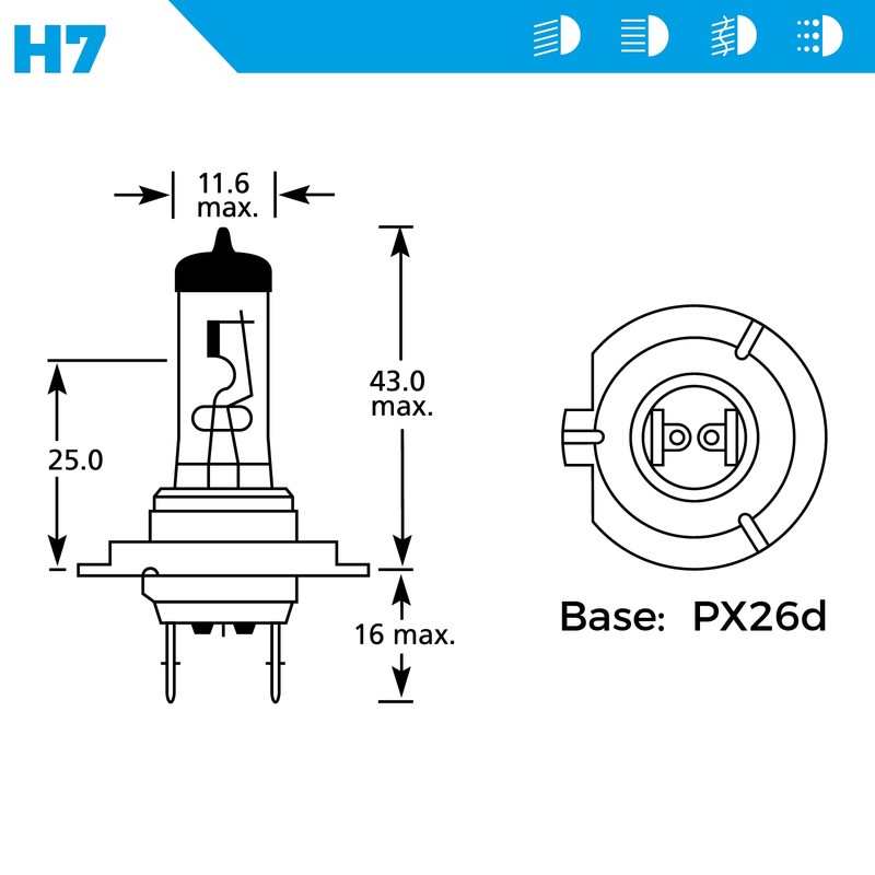 Simply S499 H7 Car Headlight Bulb - 12V, 55W, Complies