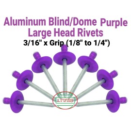 Unbranded (20Pcs) All  Aluminum Rivets ( 6-04L) Large Flange Purple 3/16x1/4"