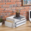 MyGift 3-Tier Shabby Whitewashed Wood Office Desktop Document Tray &