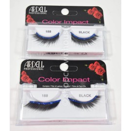 Ardell 2 Ardell Color Impact Eyelashes #188 BLACK w/ BLUE Glitter Liner