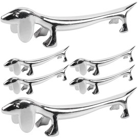 Hsthe Sea Pack of 6 Beautiful Dog-Shaped Chopstick Rests, Zinc Alloy Pins, Stylish Spoon Fork Holders, Dinner Spoon Stands, Chopstick Benches, Rests, Cutlery Shelves in Silver