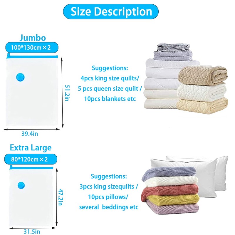 Vacuum Storage Bags 4 Pack Jumbo Airtight Space Compression Bags