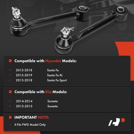 A-Premium 2 x Rear Forward Lower Control Arm, with Ball Joint & Bushing, Compatible with Kia Sorento 2014-2015 & Hyundai Santa Fe 2013-2018, Santa Fe Sport 2013-2018, Santa Fe XL 2013-2019, FWD