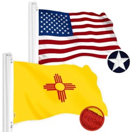 UD_G128 Combo Pack: American USA Flag 3x5 Ft & New Mexico Flag 3x5 Ft, Both Embroidered SPUN Polyester, Indoor/Outdoor, Brass Gr