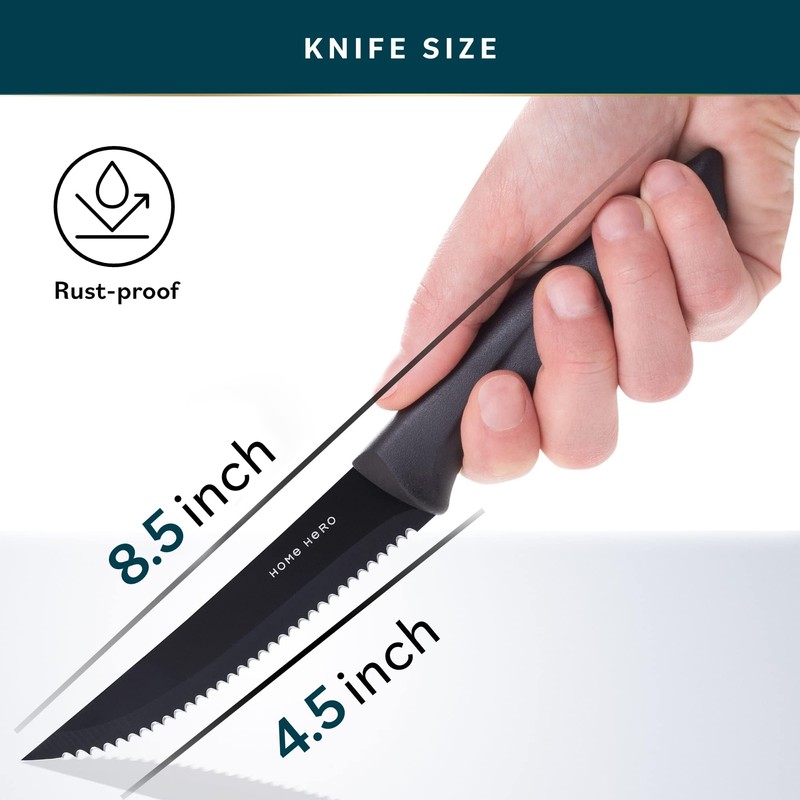 Home Hero Steak Knives Set of 12 - High-Carbon Stainless