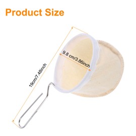 sourcing map Flannel Cloth Coffee Filter, Reusable Handmade Coffee Sock Strainer with Stainless Steel Handle, Cafe Accessories for Home Office Coffee Shop, Beige