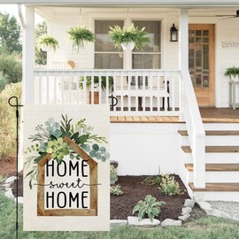 AACORS Eucalyptus Garden Flag 12×18 Inchl Floral Home Sweet Home Decorative Double Sided Holiday Farmhouse Seasonal Outside Decor for Yard AG031