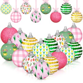 Zeyune 16 Pcs 1.57 Inch Spring Summer Hanging Ornaments Spring Decorations Spring Summer Theme Cute Balls for Holiday Party Favors (Tulip)