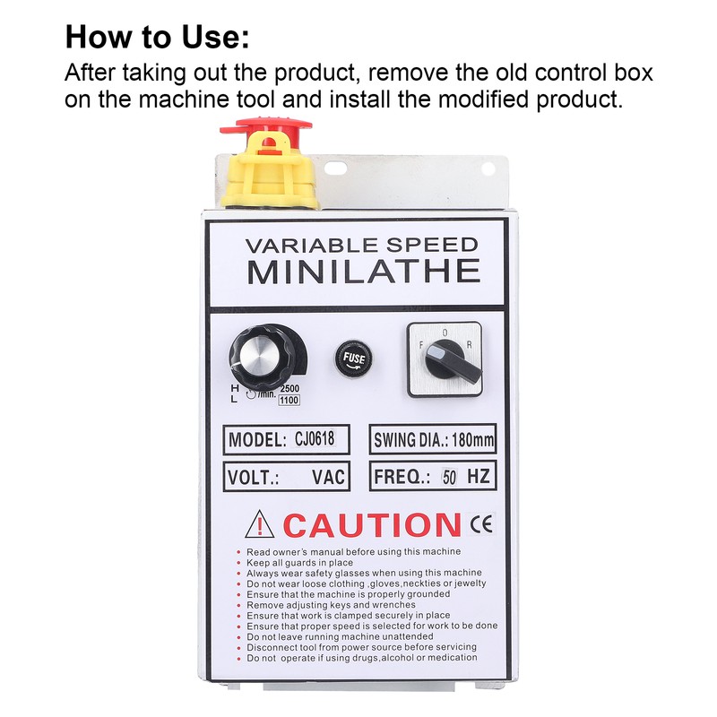 Lathe Control Box Speed Controller Assembly Switch Fuse for 0618‑3B