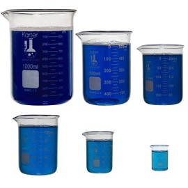 Karter Scientific Karter Scientific, 3.3 Boro, Griffin Low Form, Glass Beaker Set - 6 Sizes - 10ml, 50ml, 100ml, 250ml, 500ml, 1000ml