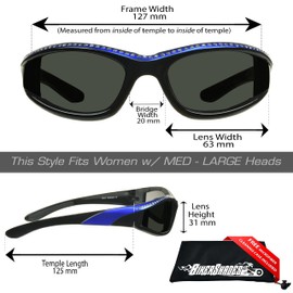 Bikershades Rhinestone Blue Motorcycle Gasses Night Grey Lens Foam Padded for Women.